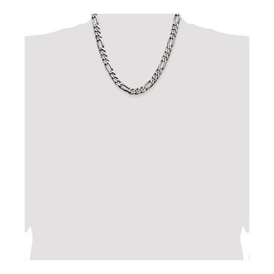 Sterling Silver 9mm Antiqued Figaro Chain – view 4