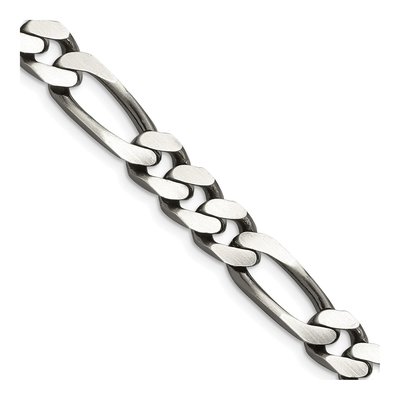 Sterling Silver 9mm Antiqued Figaro Chain