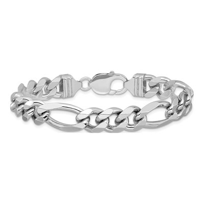 Sterling Silver 10.2mm Figaro Chain Bracelet – view 4