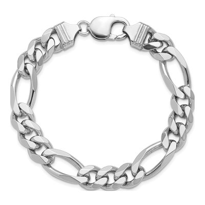 Sterling Silver 10.2mm Figaro Chain Bracelet – view 5