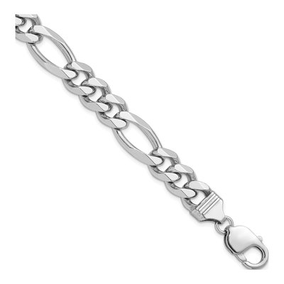 Sterling Silver 10.2mm Figaro Chain Bracelet