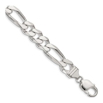 Sterling Silver 10.75mm Figaro Chain Bracelet