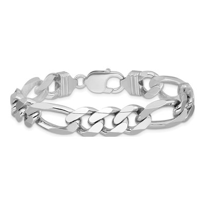 Sterling Silver 10.75mm Figaro Chain Bracelet – view 4