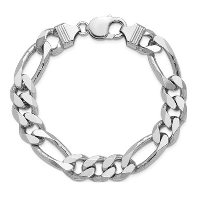Sterling Silver 10.75mm Figaro Chain Bracelet – view 5
