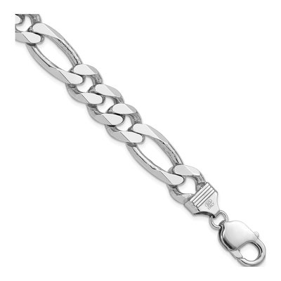Sterling Silver 10.75mm Figaro Chain Bracelet