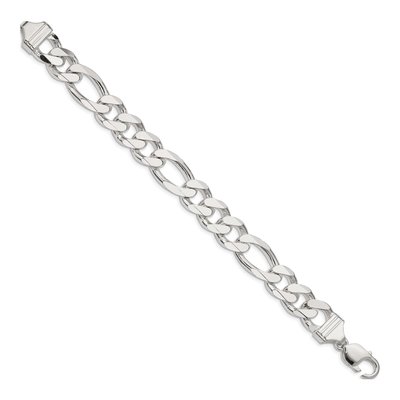 Sterling Silver 13.5mm Figaro Chain Bracelet – view 2
