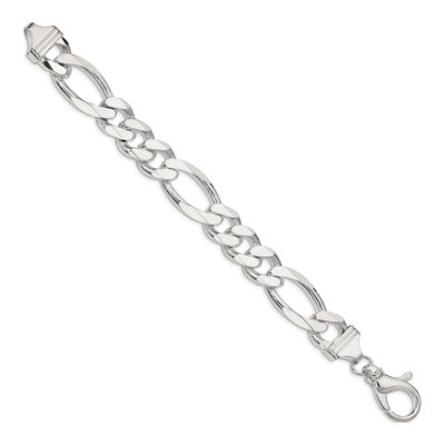 Sterling Silver 15mm Figaro Chain Bracelet – view 2