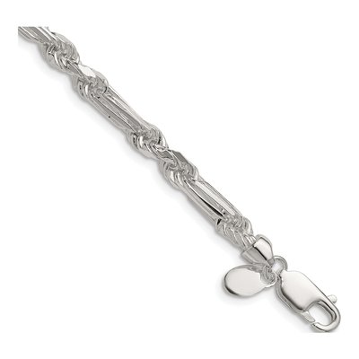 Sterling Silver 4.75mm Diamond-Cut Figarope Chain