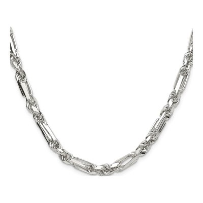 Sterling Silver 6mm Diamond-Cut Figarope Chain – view 2
