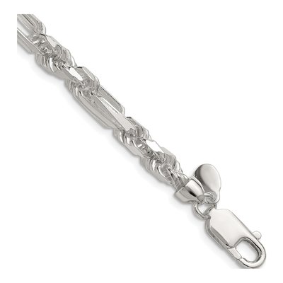 Sterling Silver 6mm Diamond-Cut Figarope Chain