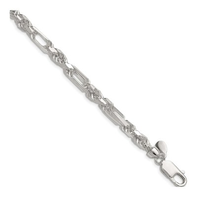 Sterling Silver 6mm Diamond-Cut Figarope Chain Bracelet