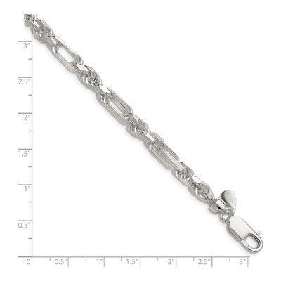 Sterling Silver 6mm Diamond-Cut Figarope Chain Bracelet – view 2