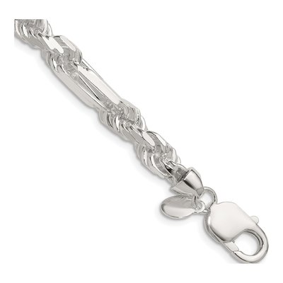 Sterling Silver 7mm Diamond-Cut Figarope Chain