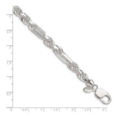 Sterling Silver 7mm Diamond-Cut Figarope Chain Bracelet – view 2