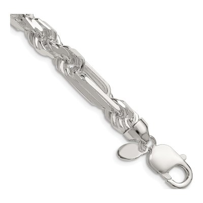 Sterling Silver 8mm Diamond-Cut Figarope Chain