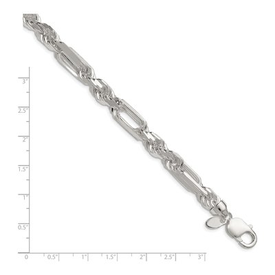 Sterling Silver 8mm Diamond-Cut Figarope Chain Bracelet – view 2