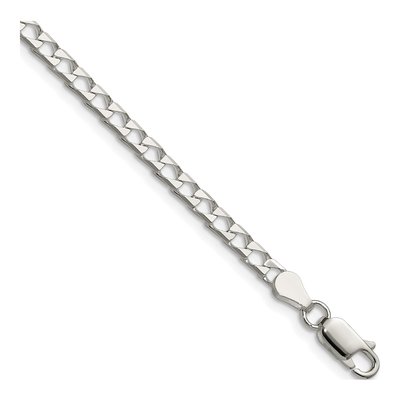 Sterling Silver 3.25mm Diamond-Cut Square Curb Chain