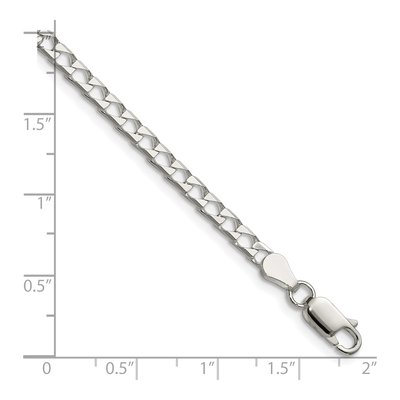 Sterling Silver 3.25mm Diamond-Cut Square Curb Chain Anklet – view 2