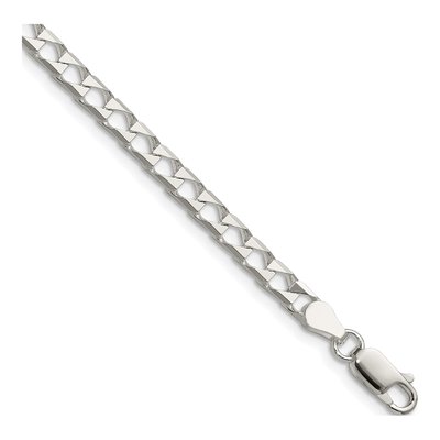 Sterling Silver 4mm Diamond-Cut Square Curb Chain
