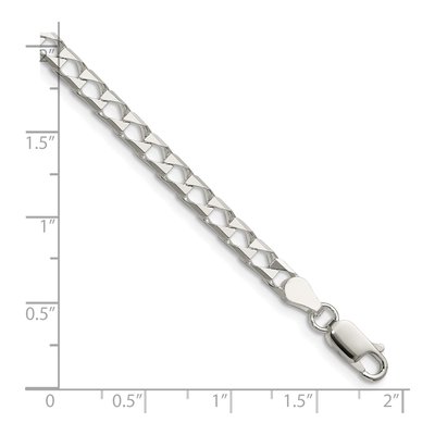 Sterling Silver 4mm Diamond-Cut Square Curb Chain Anklet – view 2