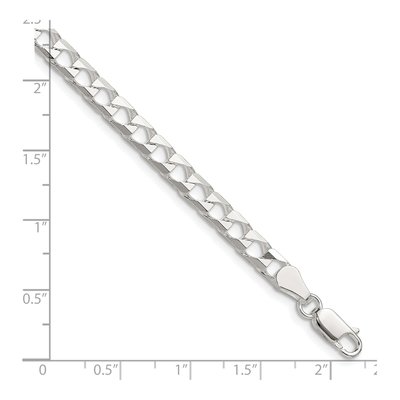 Sterling Silver 5mm Diamond-Cut Square Curb Chain Bracelet – view 2