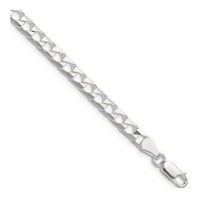 Sterling Silver 5mm Diamond-Cut Square Curb Chain Bracelet