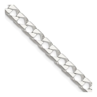 Sterling Silver 5.75mm Diamond-Cut Square Curb Chain