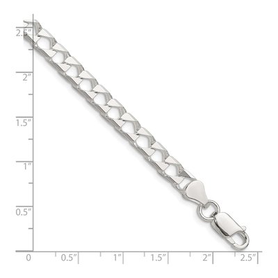 Sterling Silver 5.75mm Diamond-Cut Square Curb Chain Bracelet – view 2
