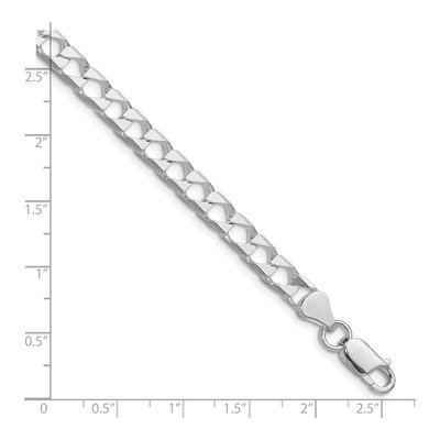 Sterling Silver 5.75mm Diamond-Cut Square Curb Chain Bracelet – view 2