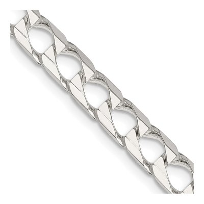 Sterling Silver 6.25mm Diamond-Cut Square Curb Chain