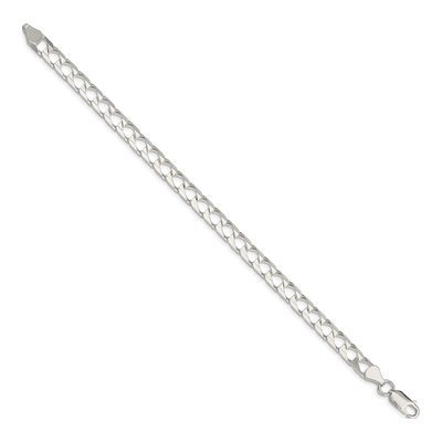 Sterling Silver 6.25mm Diamond-Cut Square Curb Chain Bracelet – view 2