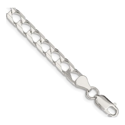 Sterling Silver 6.25mm Diamond-Cut Square Curb Chain Bracelet