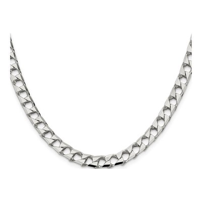 Sterling Silver 7.2mm Diamond-Cut Square Curb Chain – view 2