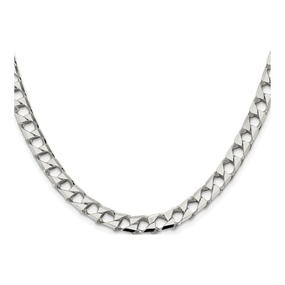 Sterling Silver 7.2mm Diamond-Cut Square Curb Chain – view 2
