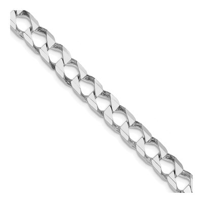 Sterling Silver 7.2mm Diamond-Cut Square Curb Chain