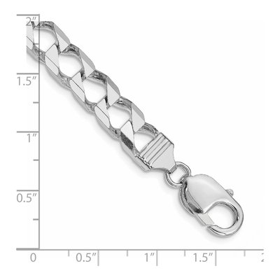 Sterling Silver 7.2mm Diamond-Cut Square Curb Chain Bracelet – view 3