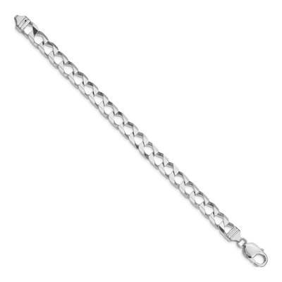 Sterling Silver 7.2mm Diamond-Cut Square Curb Chain Bracelet – view 2