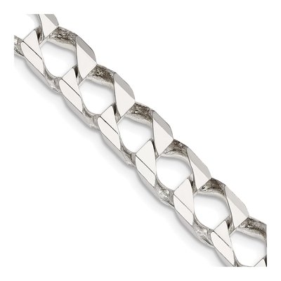 Sterling Silver 8.6mm Diamond-Cut Square Curb Chain