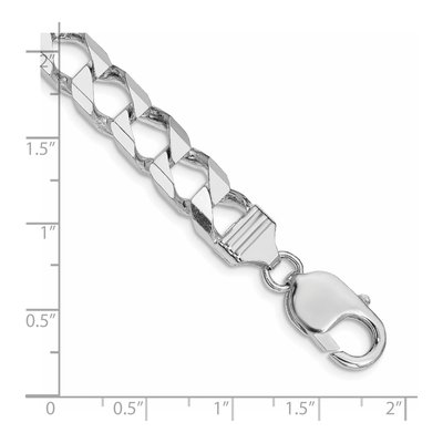 Sterling Silver 8.6mm Diamond-Cut Square Curb Chain Bracelet – view 3