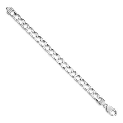 Sterling Silver 8.6mm Diamond-Cut Square Curb Chain Bracelet – view 2