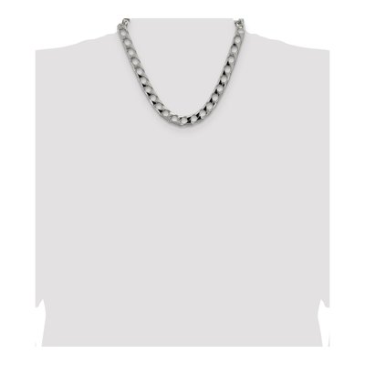 Sterling Silver 10.3mm Diamond-Cut 22-inch Square Curb Chain – view 4