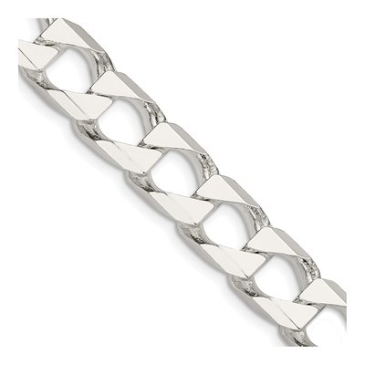 Sterling Silver 10.3mm Diamond-Cut 22-inch Square Curb Chain