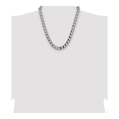Sterling Silver 10.3mm Diamond-Cut 22-inch Square Curb Chain – view 4