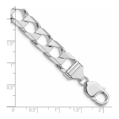 Sterling Silver 10.3mm Diamond-Cut Square Curb Chain Bracelet – view 2