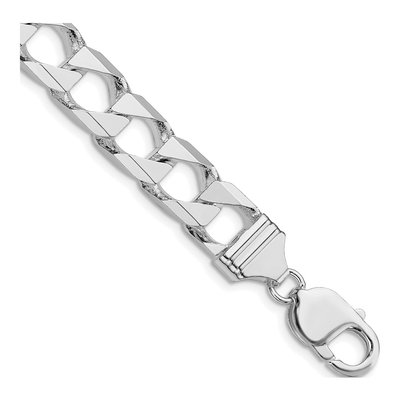 Sterling Silver 10.3mm Diamond-Cut Square Curb Chain Bracelet