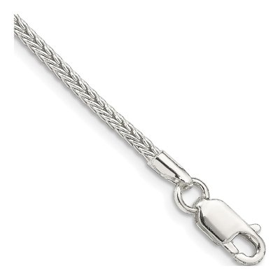 Sterling Silver 2mm Diamond-Cut Round Franco Chain Bracelet
