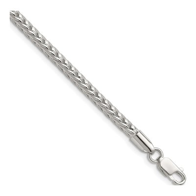 Sterling Silver 3.4mm Diamond-Cut Round Franco Chain Bracelet