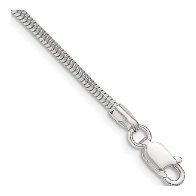 Sterling Silver 2mm Diamond-Cut Snake Chain Bracelet