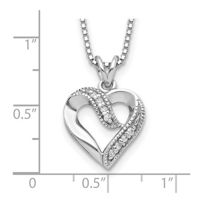 Sterling Silver CZ Open Heart Pendant Necklace – view 7