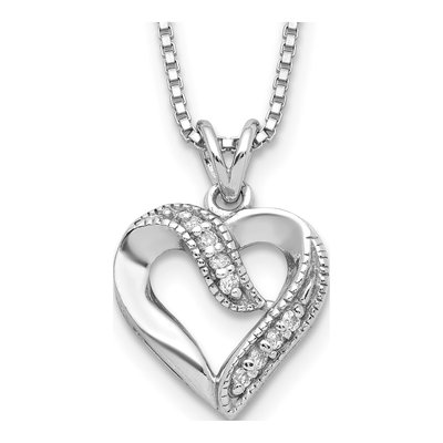 Sterling Silver CZ Open Heart Pendant Necklace